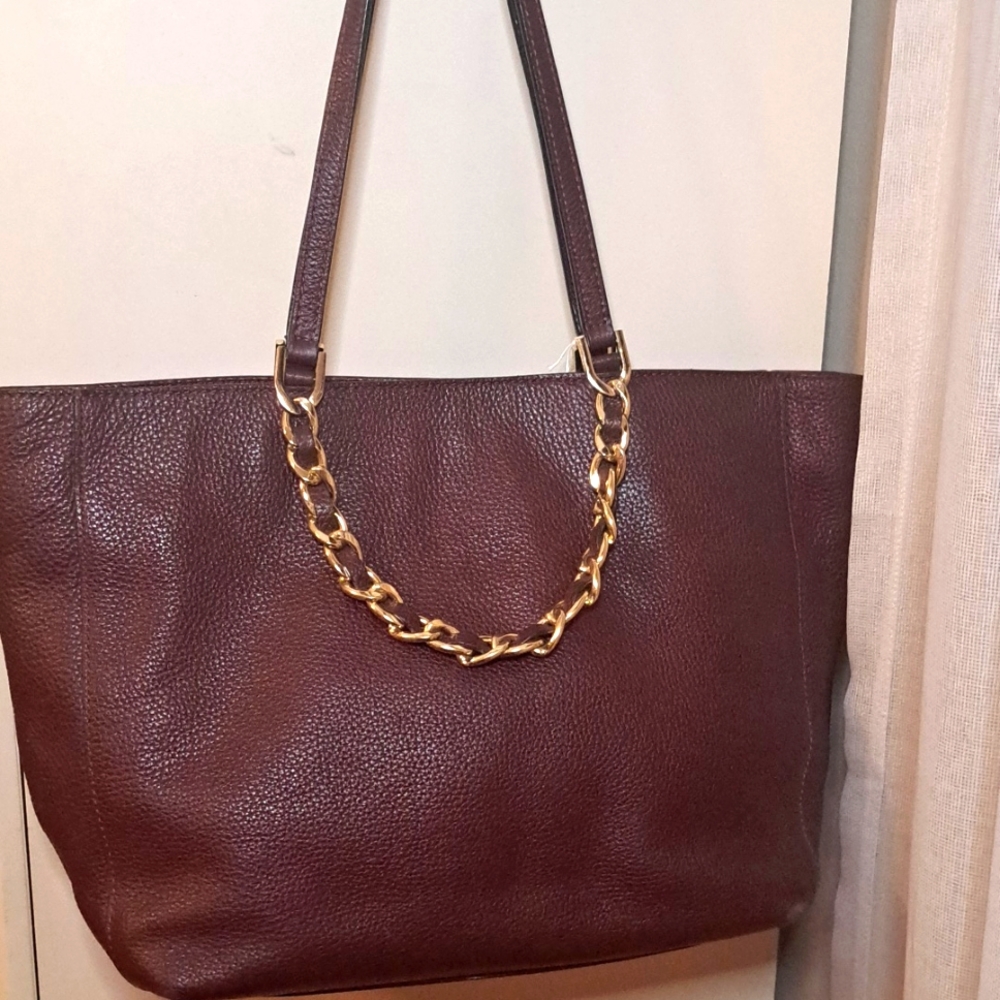 Michael Kors Burgundy/Merlot Pebble Leather Shoulder/Sat… - Picture 3 of 15